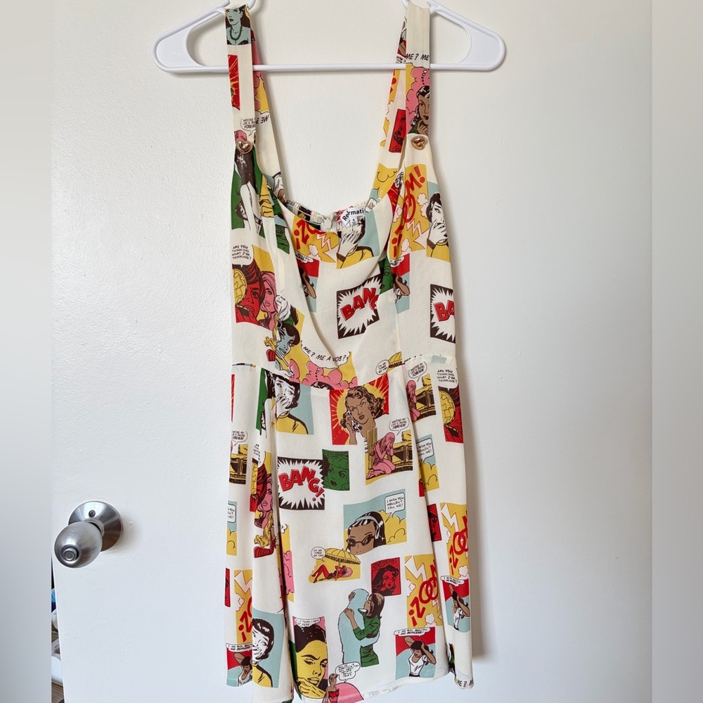 Reformation Multi Comic Print Mini Dress